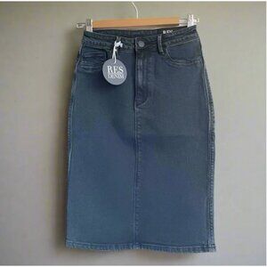 RES Denim Pencil Mini Skirt Womens 27 Black High Waist Short Stretch